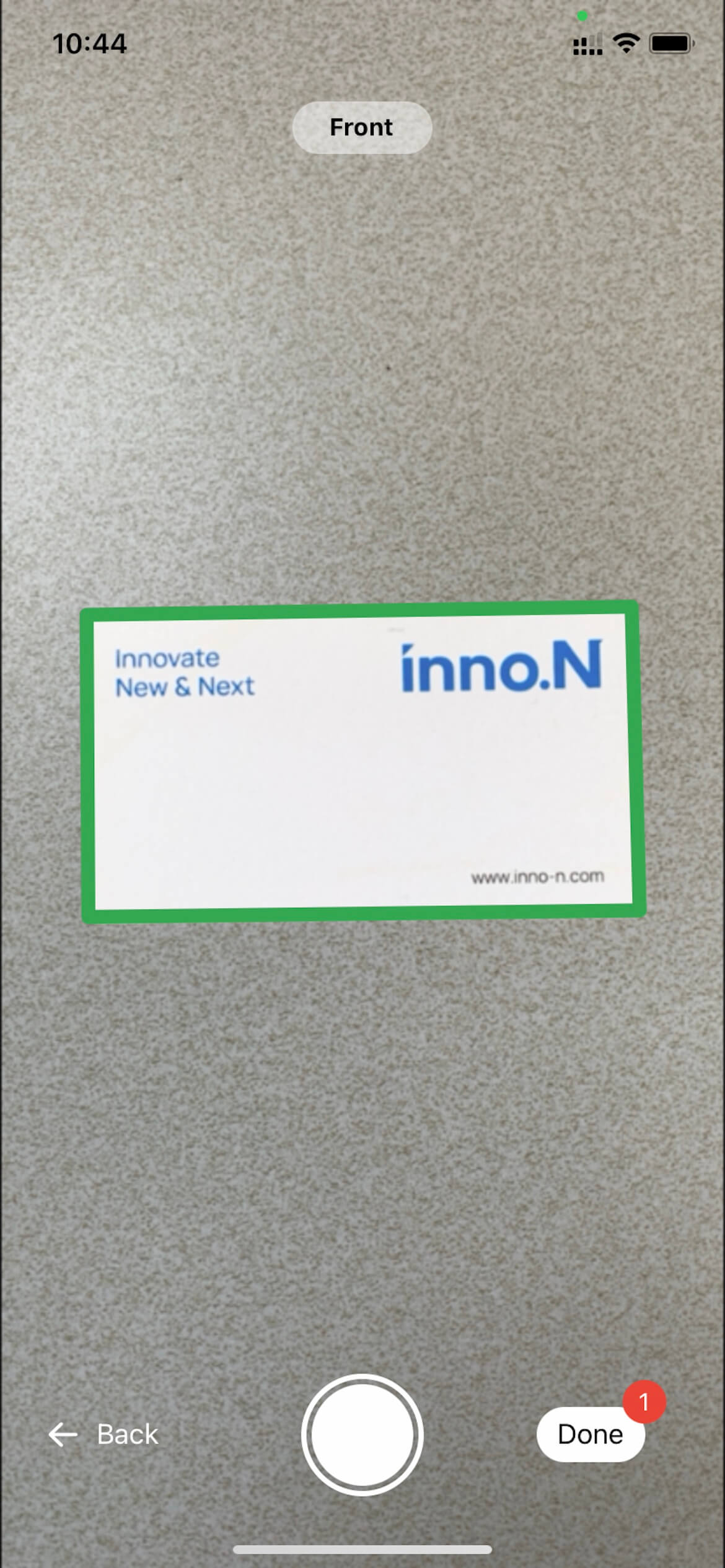 Widely camera scanning a business card